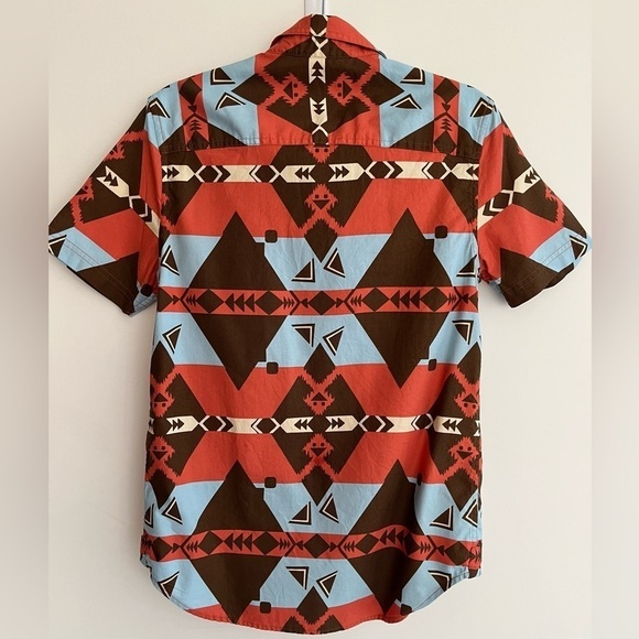 JOHN HENRY Slim Fit Short Sleeve Button Front Shirt Geometric Southwestern - Picture 2 of 15